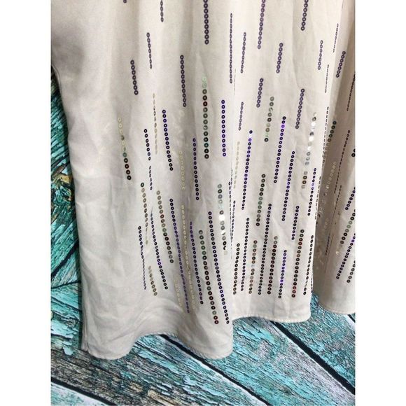 APT.9 Cap Sleeve Top Sequin Accents Beige Size XXL - Picture 6 of 13